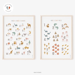 Affiches abécédaire et chiffres pour chambre enfant et bébé, poster éducatif salle de jeux multicolore, déco salle de classe, cadeau enfant