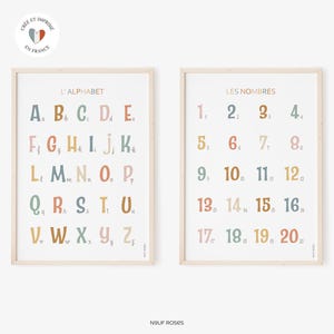 Affiches alphabet et nombres pour chambre enfant ou salle de jeux, poster éducatif multicolore, déco salle de classe, cadeau enfant