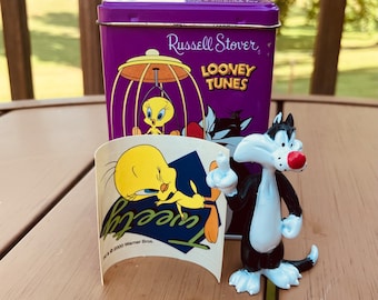Raro 1999 Looney Tunes-Sylvester Coleccionable Tin-Russell Stover-Excelente Condición