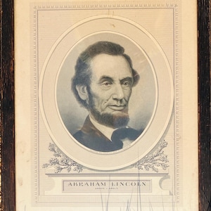 Abraham Lincoln| John A. Lowell 1908 Engraving | Original Framing | Antique