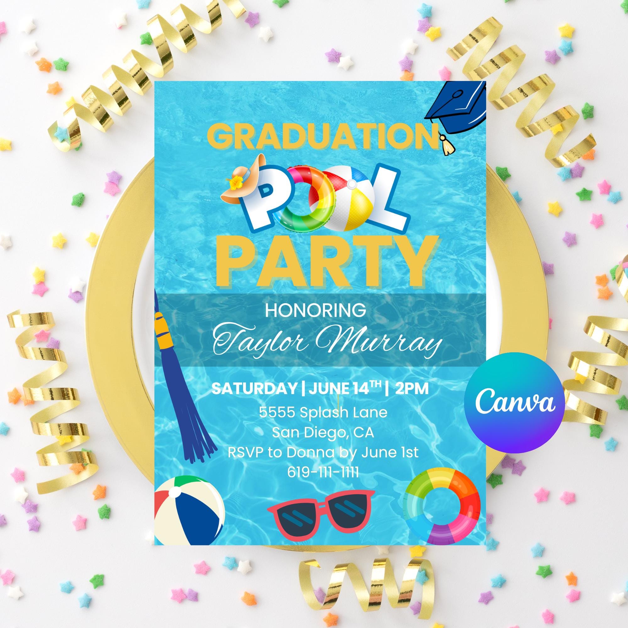 Graduation Pool Party Invitation, Class of 2026 Invitation ...