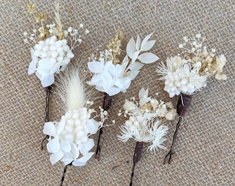 Witte Gedroogde Bloem Pinnen Bruiloft Haar Bloemen Pinup Kapsel Kapsel Baby's Ademen Bruids Haar Clips Boho Bruidsmeisje Zand