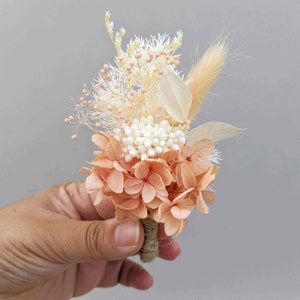 Bräutigam Hochzeit Knopfloch Braut Mini Everlasting Boho Konserviert Floral Weiß Rosa Rustikal Hortensie Blumen Groomsmen Boutonniere