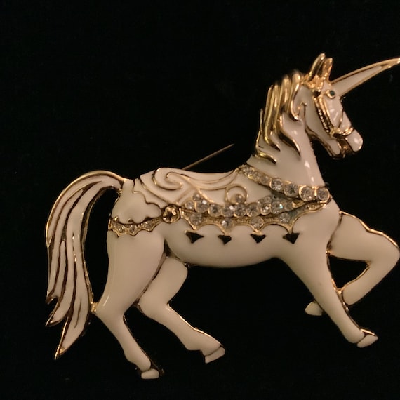 Enamel Unicorn Brooch - image 1