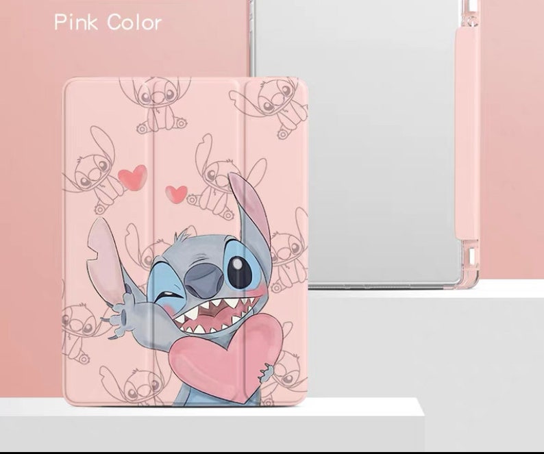 Cute cartoon with pencil holder stitch ip ad case, stitch ip ad pro, ip ad air 5 Pink color Boy