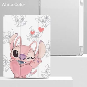Cute cartoon with pencil holder stitch ip ad case, stitch ip ad pro, ip ad air 5 White color girl