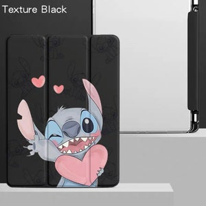 Cute cartoon with pencil holder stitch ip ad case, stitch ip ad pro, ip ad air 5 Black color Boy