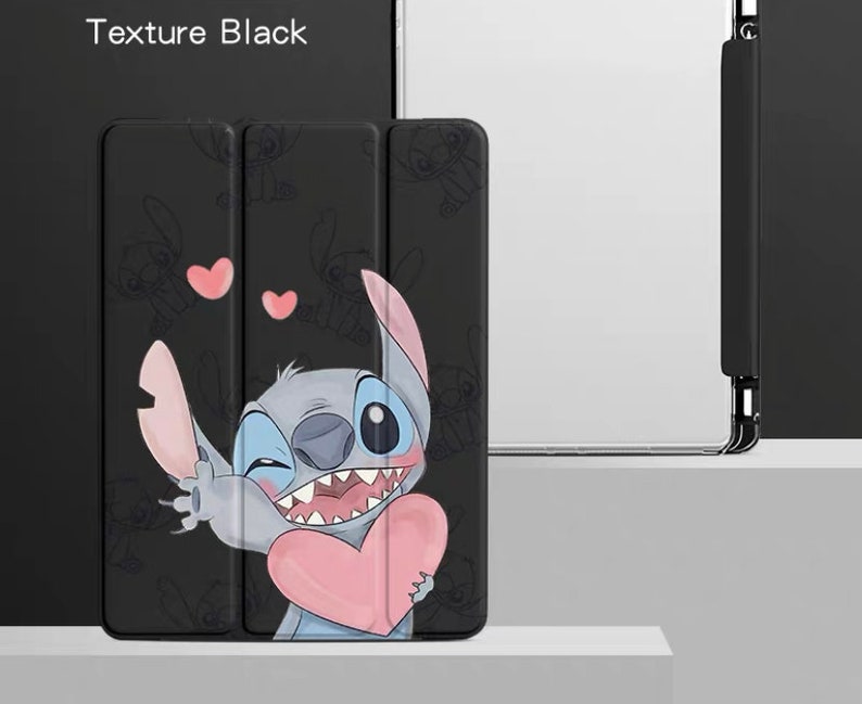 Cute cartoon with pencil holder stitch ip ad case, stitch ip ad pro, ip ad air 5 Black color Boy