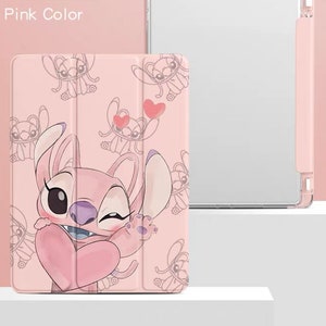 Cute cartoon with pencil holder stitch ip ad case, stitch ip ad pro, ip ad air 5 Pink color girl