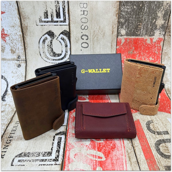 G-WALLET® New York - DAS Kreditkarten-Etui mit vollwertiger Geldbörse und praktischen Münzfach - Echt-Leder - Klein wie eine Kreditkarte