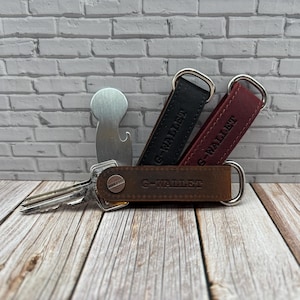 Schlüsseletui Leder personalisiert - Schlüsselanhänger Leder Herren + Damen - Organizer mit Einkaufswagenlöser - Hochwertig und stilvoll