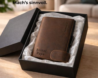 Geschenk zum Vatertag – Karten Portemonnaie Herren mit Münzfach personalisiert | Smart Wallet | Geschenk Papa Geburtstag, Ideen zum Vatertag