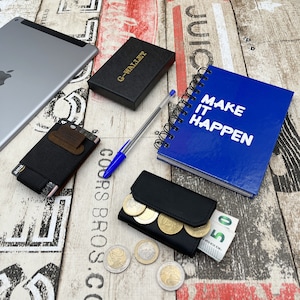 G-WALLET® Michigan Mini Monedero con Bolsillo para Monedas Elegante Minimalismo Cuero Genuino Pequeño como una Tarjeta de Crédito Monedero Delgado Hecho a Mano Regalo