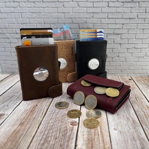 G-WALLET® New York Air - DAS Kreditkartenetui mit vollwertiger Geldbörse inclusive Münz- und AirTag-Fach - Echt-Leder - Klein und Kompakt