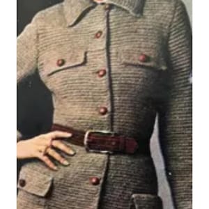 Vintage Crochet Suit Pattern PDF – Belted Jacket & Skirt Set, 70s Style, Instant Download