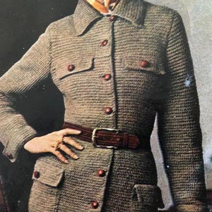 Belted Jacket & Skirt Crochet Set PDF – 1970s Fashion Outfit Pattern