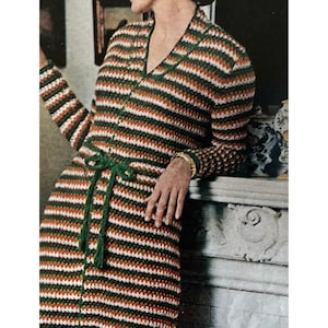 Color Block Knit Dress Pattern PDF – 1970s Vintage Style