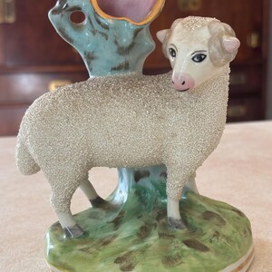 Antique English Staffordshire Ram Sheep Spill Vase