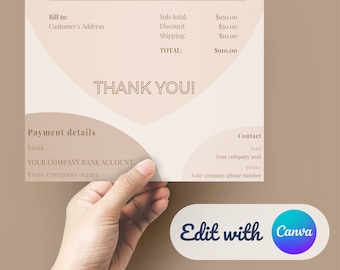 Rechnungsvorlage | Canva Template | Sofort Download | Digitaler Download | Druckbare Rechnung