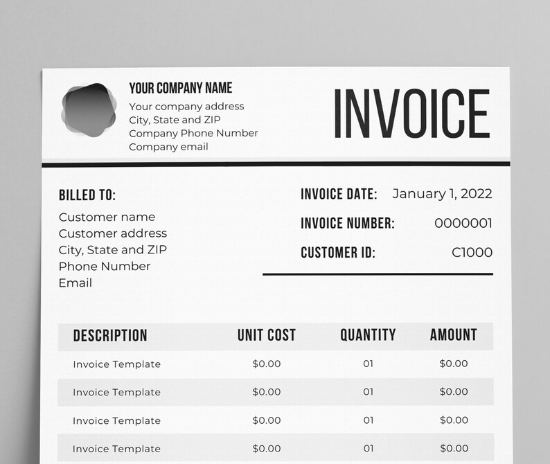 Invoice Template Canva Template Business Form Digital Etsy