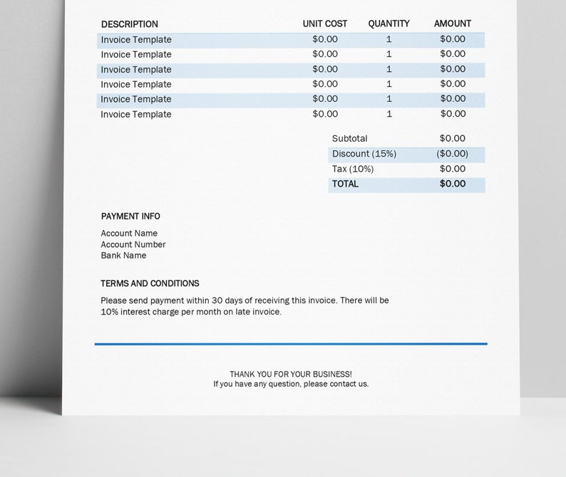 Microsoft Word Invoice Template - Etsy