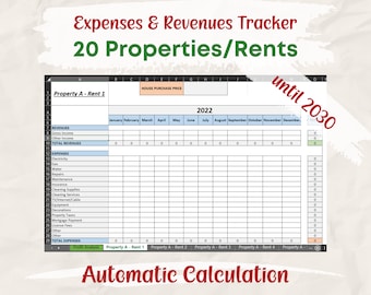 Miet tracker | Aufwands- und Ausgabenaufstellung | Verleih Buchführung | Microsoft Excel Vorlage