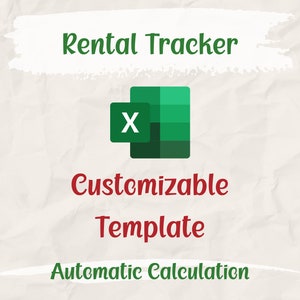 Customizable Template | Rental Tracker | Microsoft Excel Template