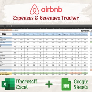 AirBNB Tracker | Revenues and Expenses Statement | Microsoft Excel Template | Google Sheets