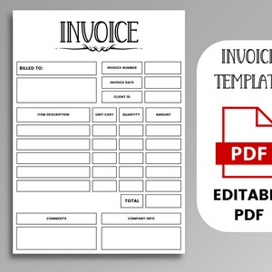 Rechnungsvorlage PDF. Geschäftsrechnung. Bearbeitbare und druckbare Rechnung. Rechnungsformular
