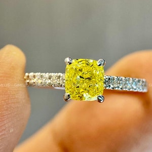 1.0 Carat Cushion Cut Diamond Ring Cushion Cut Moissanite Engagement Ring  Cushion Cut Engagement Ring Cushion Cut Solitaire Ring