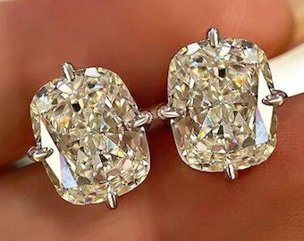 2.5 TCW Elongated Cushion Cut Moissanite Stud Earrings, 4 Prong Sparkling Bridal Earrings, Perfect Anniversary Gift for Her
