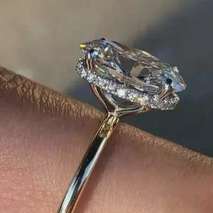 3 CT Classic Oval Cut Solitaire Diamond Ring, Gorgeous Oval Hidden Halo Anniversary Ring, 14K Gold Ring, Moissanite Oval Cut Promise Rings