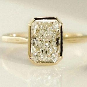 Radiant Cut 1.80 CT Certified Lab Grown Diamond Bezel Set Solitaire Engagement Ring, Proposal Ring For Her,14K Gold Wedding Anniversary Gift