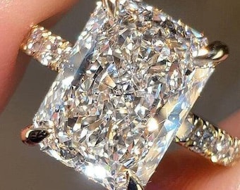 2.50 CT Radiant Cut Lab Grown Diamond Engagement Ring, Hidden Halo Ring, Radiant CVD Diamond Ring, Proposal Ring,Anniversary Ring For Women