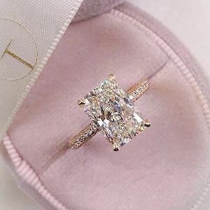 3.50 CT Radiant Cut Moissanite Anniversary Ring 18K Yellow Gold Engagement Ring Anniversary Gift Wedding Promise Ring Solitaire Diamond Ring