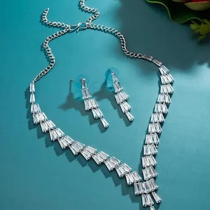 Bridal Necklace set Silver Pleated Bridal Jewelry Bridal Necklace Set Bridal Jewelry Set Bridesmaid Jewelry Set Wedding Jewelry for women