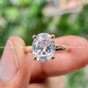 3 CT Oval Cut Moissanite Engagement Hidden Halo Ring Solid 14K 18K Gold Ring Promise Ring Gift For Her Wedding Ring Anniversary Ring