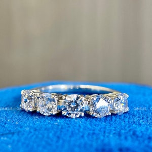 1.25 Carat 5 Stone Diamond Anniversary Ring Band 14K/18K White Gold, Wedding Gift For Her, 5 year anniversary gift For Her, eternity band