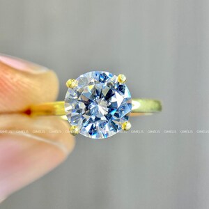 2ct Round Moissanite Ring, Round Engagement Ring, 14k Solid Gold Promise Ring, Round Solitaire flower Ring, 4 Prong Ring, Round design ring