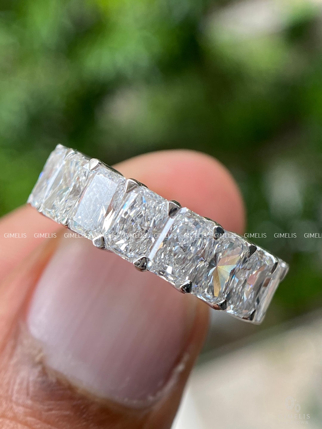 Full Eternity Radiant Cut Moissanite Band Ring 14K White Gold Band ...