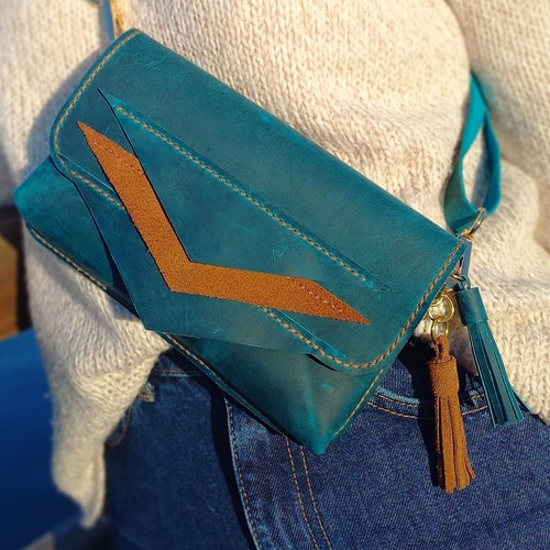 Turquoise Small Leather Crossbody Bags, Belly Bag, Waist Bag, Hip Bag, Belt Bag, Belt Pouch Bag, Sling Bag For Women, shops Vegan Fanny Pack