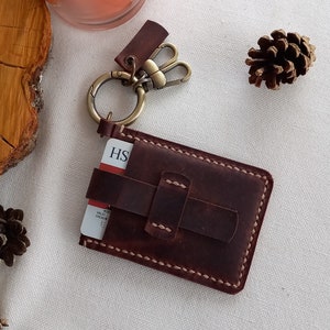 PU Leather Slim Minimalist Card Wallet Key Ring Bangle. - 4 (75619)