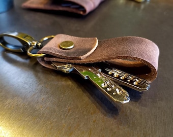 Brown Leather Keychain, Key Chain for Men, Key Organizer, Key
