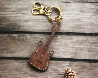 Handmade Leather Guitar Pick Holder Keychain: Musician Gift