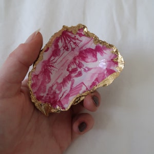Decoupage Oyster Shell Trinket Dish | Gold Foiled | Real Oyster Shell