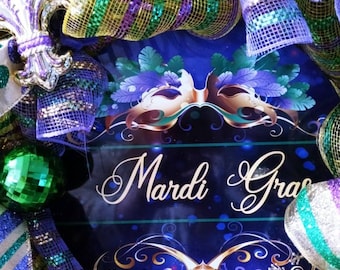 Mardi Gras wreath, Carnival door decor, Mardi Gras Decor,Fat Tuesday Wreath, New Orleans Wreath