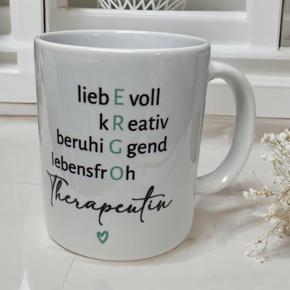 Keramik oder Emaille Tasse personalisiert | Tasse mit Wunschname | Tasse für Therapeuten | Ergotherapeutin