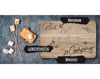 Personalisiertes Frühstücksbrett Camping Vanlife Frühstücksbrett personalisiert, Personalisierte Geschenke für Camper,