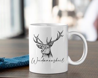 Mug en céramique ou en émail personnalisé | Chasse | Coupe avec le nom désiré | Coupe pour la chasse | Chasseur