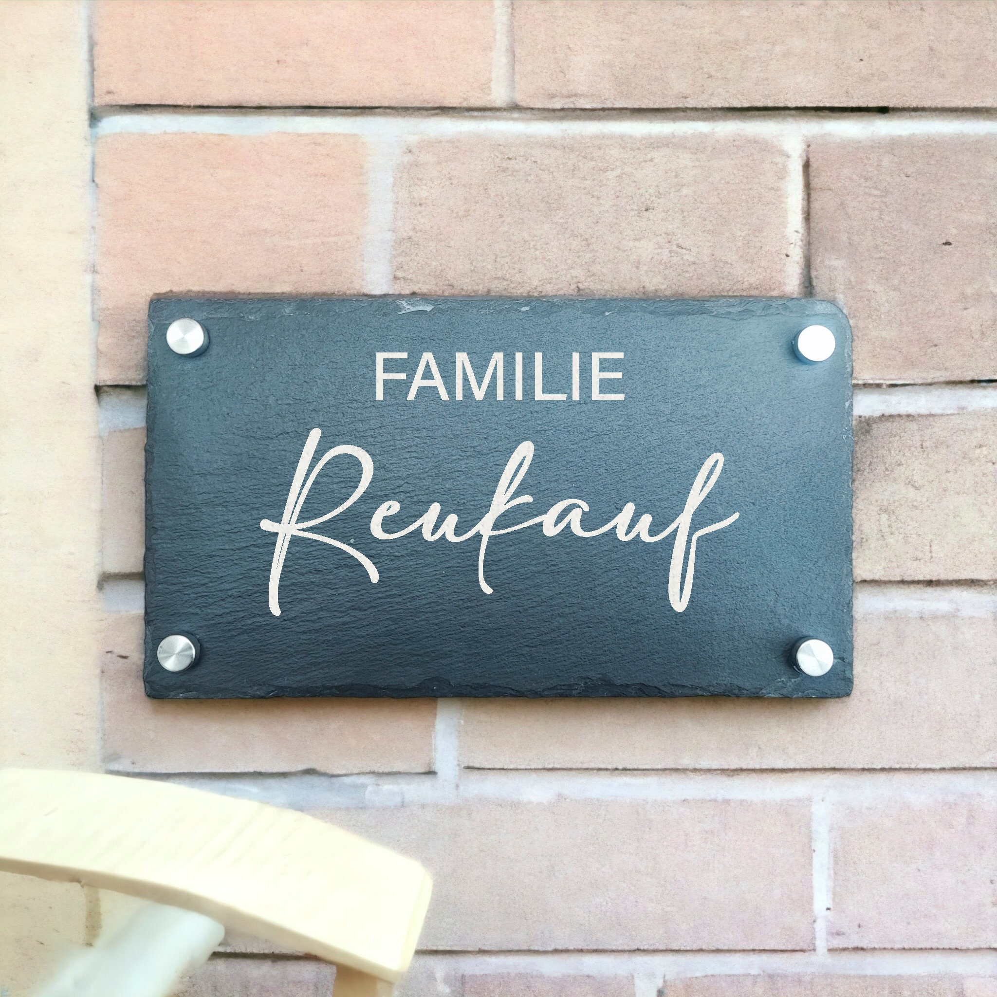 slate front door sign with family name